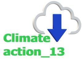 Climate action_13 logo. Green, white, blue colors. Cloud