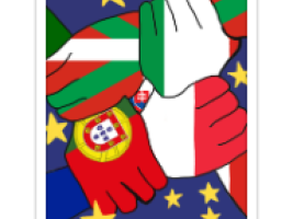 Hands holding together represent european countries working together with the same aim