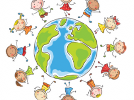 A VISUAL WITH CHILDREN FROM DIFFERENT NATIONS SURROUNDING THE WORLD