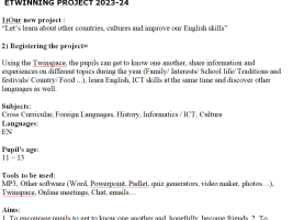 Project plan Let’s learn about other countries, cultures and improve our English skills