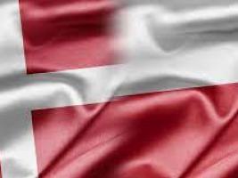 Danish and Polish flags melting together