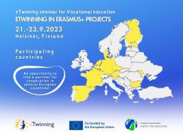 eTwinning seminar in Helsinki, map of participating countries