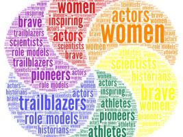 Word art of words relevant to the project, such as "trailblazers", "role models", "brave", "inspiring".