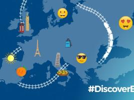 European map with funny smileys and some monuments shown