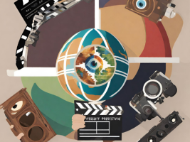 an eye (representing perspective or seeing through different lenses), film strips, a globe (representing diversity and inclusivity), or interconnected puzzle pieces (symbolizing unity amidst diversity)