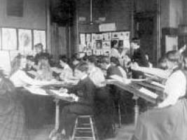Students attending a XIX century art class