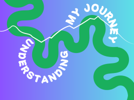 The logo displays a road  and mountains in the background as symbols of the journey students will do in their inner-selves, the preferred colours are green, blue and violet suitable for self-reflection, mindfulness and self-discovery. 