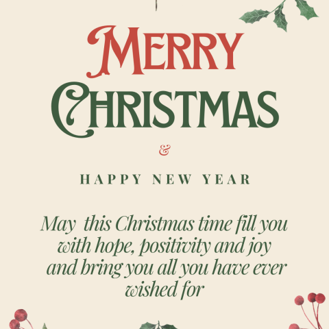 Merry Christmas and happy new year wishes.