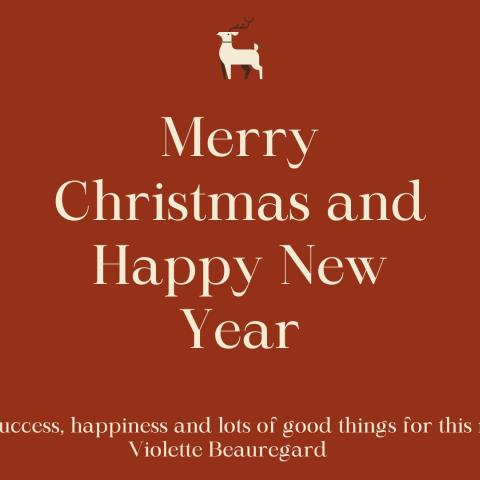 I put in the shoes of Violette Beauregard, one of the main characters in Charlie and the Chocolate Factory written by Roald Dahl, to wish you a Merry Christmas and a Happy New Year.