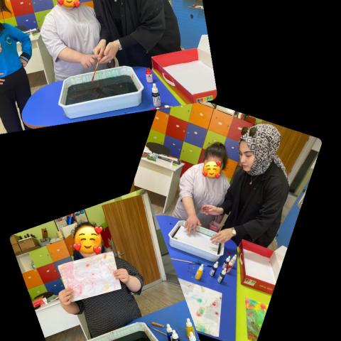 Ayşe Hümeyra Karabulut/Necip Fazıl Kısakürek Ortaokulu Temel ebru teknikleri.