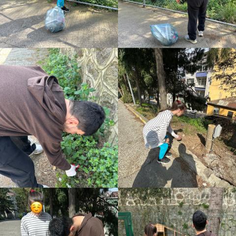 We carried out our garbage collection activity with Kaan and Ümre.