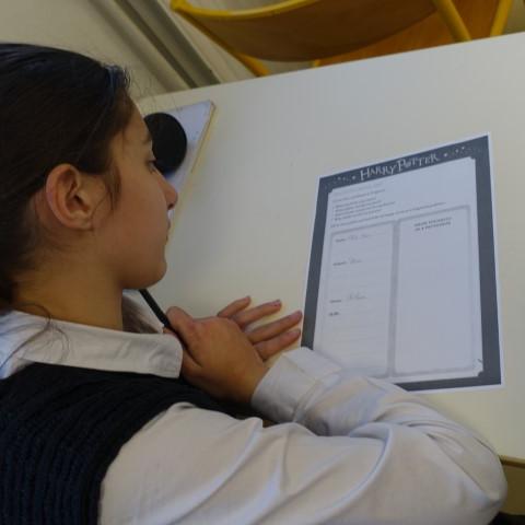 French students working on Italian worksheets