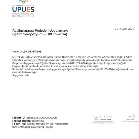 Die Einladung für den Symposium in Konya