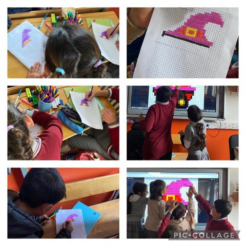 Students worked on cat pattern for code week